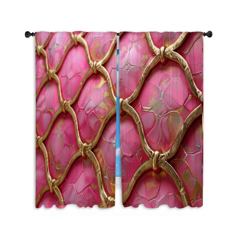 Chainlink Texture Visual Room Darkening Curtain Pair, 40" W x 54" L