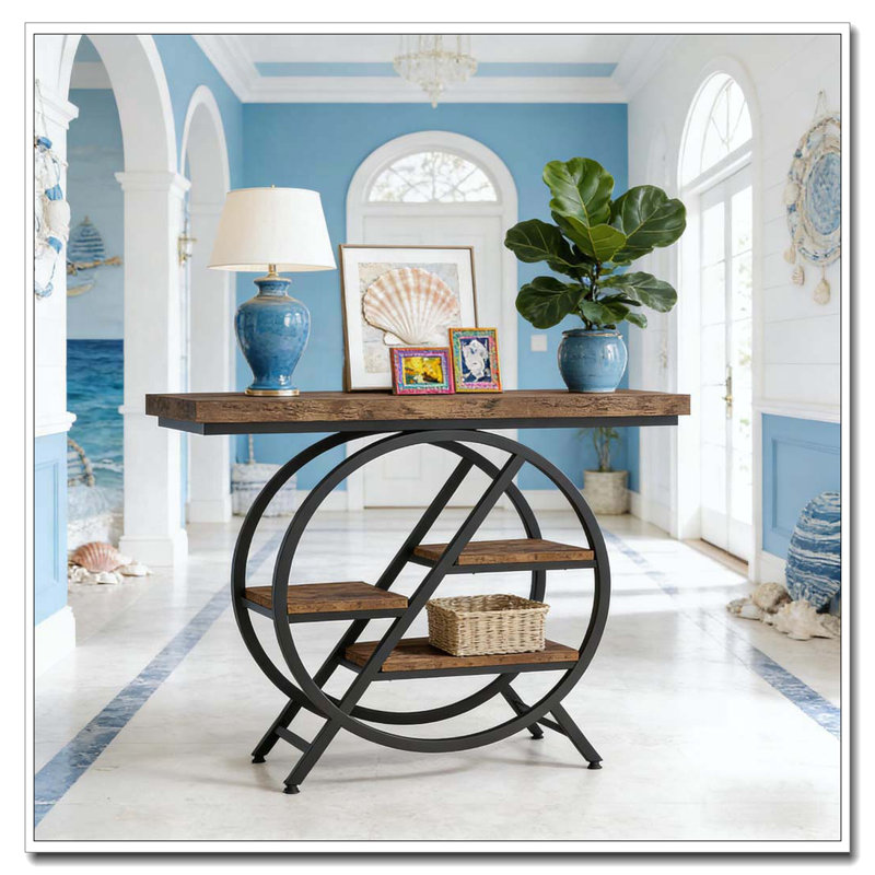 Console Table,Functional Entryway Table, 31.91" H x 39.4" W x 11.82" D, Brown