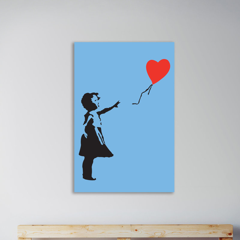 « balloon fille on blue », reproduction d’impression sur toile tendue, H 18 po x l 12 po x P 1,5 po