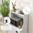 Microwave Cabinet With Storage Drawer, Double Door Cabinet And Adjustable Shelf, Buffet With Hutch And Cable Hole, Storage Cabinet For Kitchen, Dining Room, Living Room, White