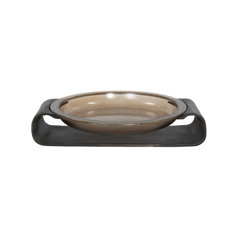 Runa Decorative Bowl, Smoked Brown/Distressed Bronze