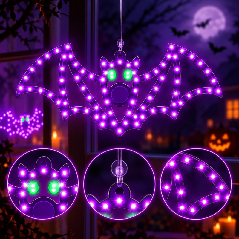 Guirlande lumineuse DEL chauve-souris de 3 pièces de 35,5 cm (14 po) avec effet scintillant violet