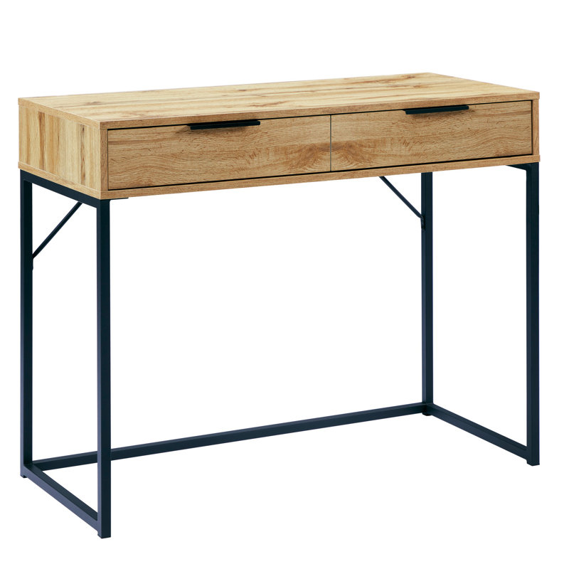 Yonkers Steel Writing Desk, Oak