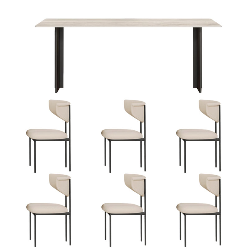 Modern design dining table and chairs, 29.5"H x 94.4"L x 39.3"W