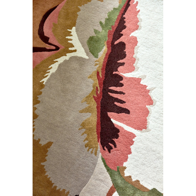 Calathea Hand Tufted Wool/Rayon/Viscose Abstract Area Rug in Amber/Brazillian Rosewood, Rectangle 4'7" x 6'7"