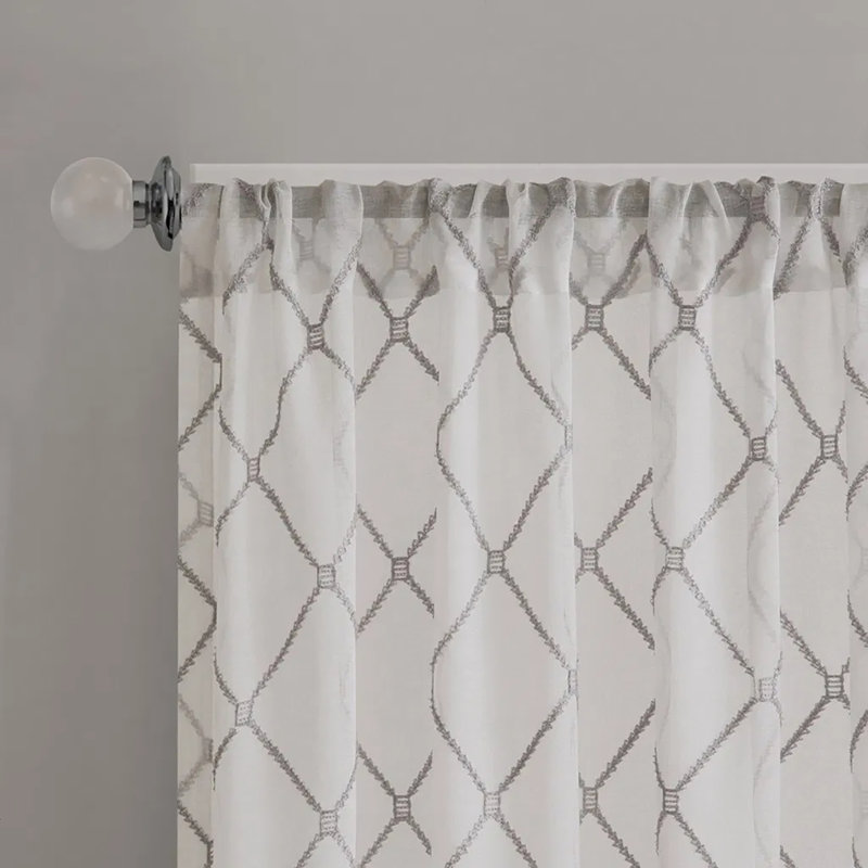 Panneau de rideau transparent Diamond (seulement 1 panneau PC), Blanc cassé/gris