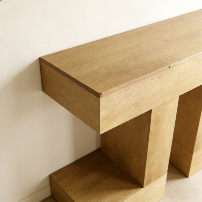 Retro Minimalist Art Console Table, Natural, 31.5" H x 62.99" W x 11.81" D