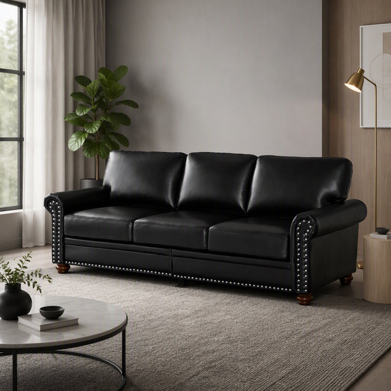 Luxueux canapé en similicuir avec rangement et sièges confortables pour la détente