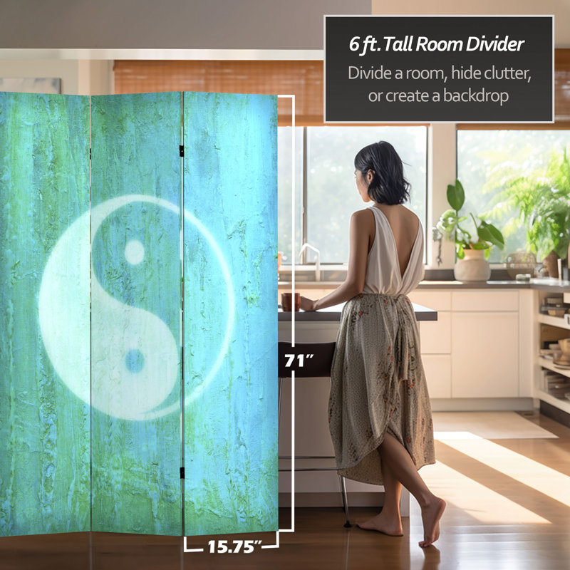 Paravent en toile Spiritual Symbols, Yin Yang