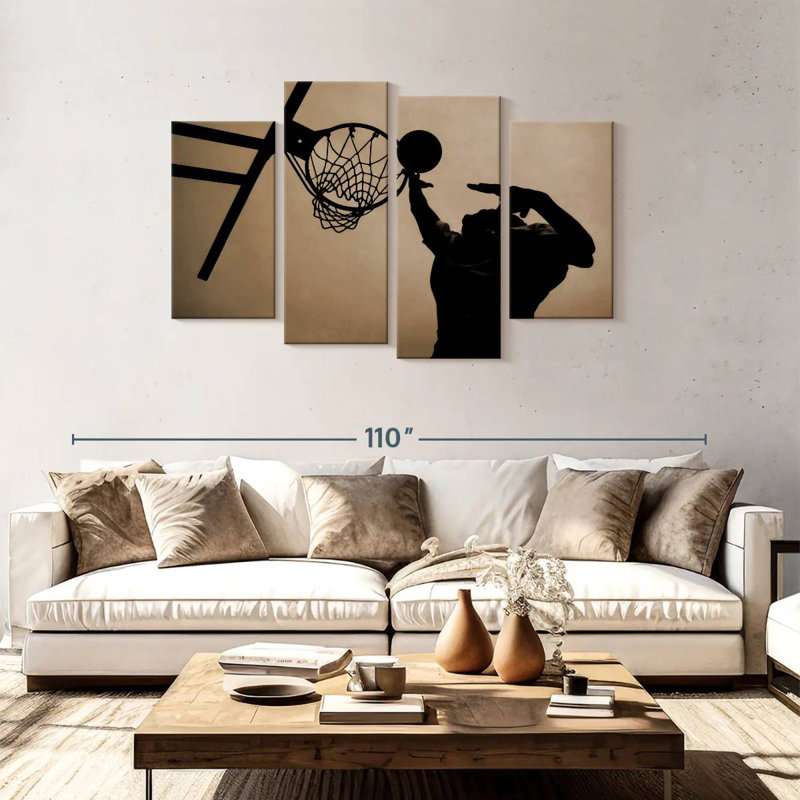 Silhouette de joueur de basket-ball Sireci, H 48 po x l 75 po