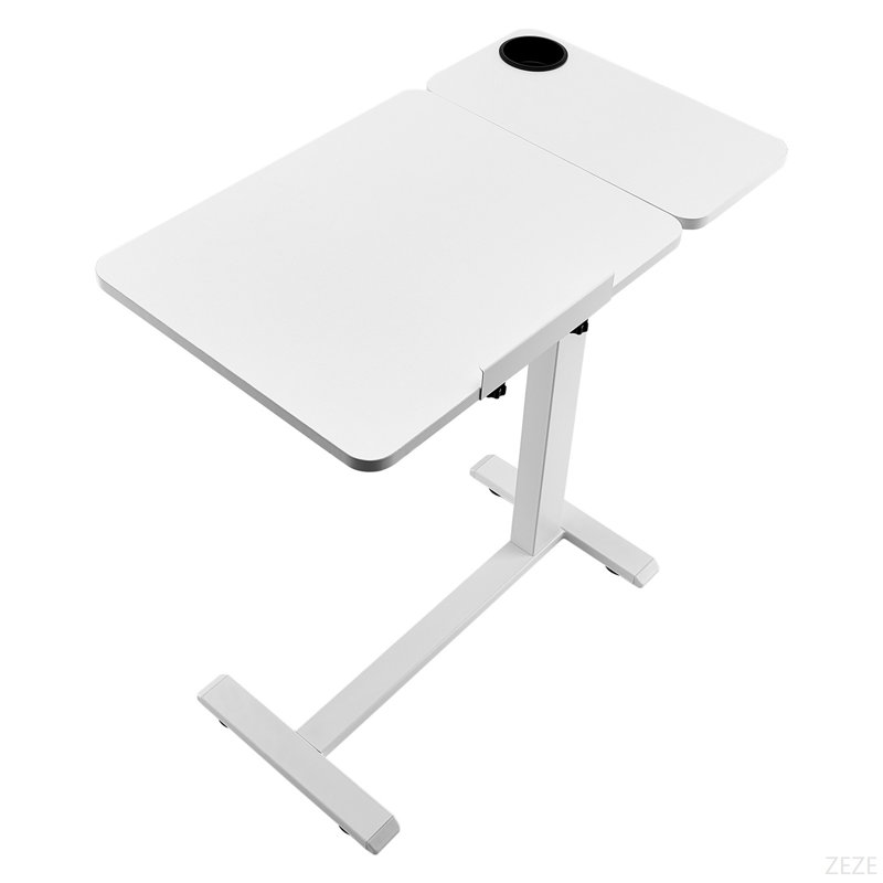 Table au-dessus du lit, table de chevet mobile avec bureau rabattable et 4 roulettes cachées, bureau pour ordinateur portable à hauteur et à angle réglable avec porte-gobelet, bureau au-dessus du lit pour la maison, le bureau et le bureau