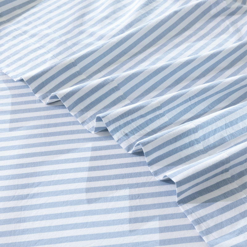 Ensemble de draps 100% coton lavé MooMee, Ensemble de draps pour grand lit avec 2 taies d'or
