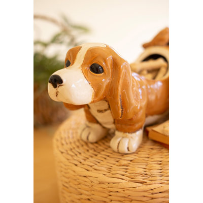  Ceramic Basset Hound Canister – Decorative Dog Storage – 7" Tall Accent