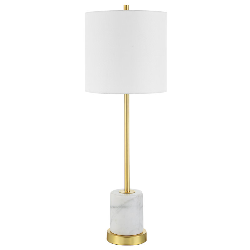 Brushed Gold Table Lamp with White Drum Shade