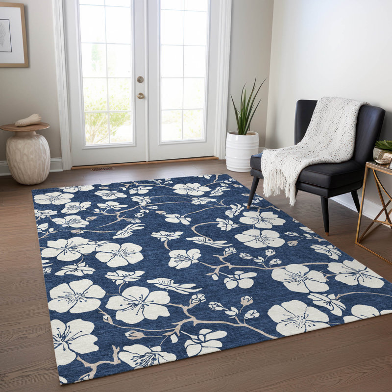 Tapis intérieur / extérieur bleu marine Ensa , 10 pi x 14 pi