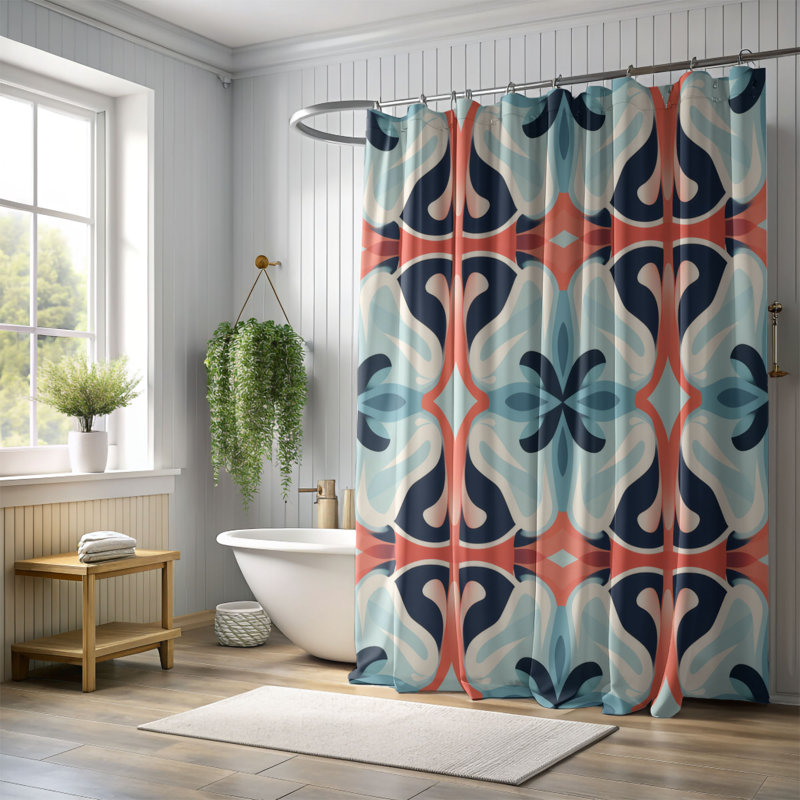 Rideau de douche abstrait Xavius, H 74 po x l 71 po