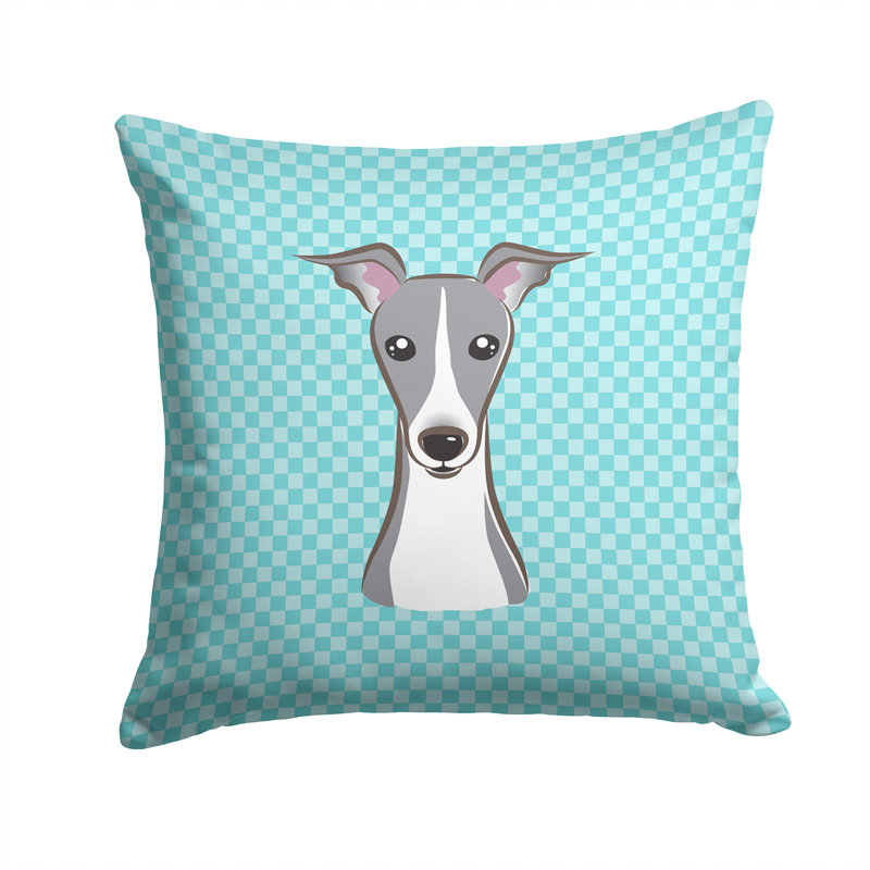 Coussin décoratif d’intérieur/d’extérieur à damier italien lévrier, H 14 po x l 14 po x P 4 po, Bleu