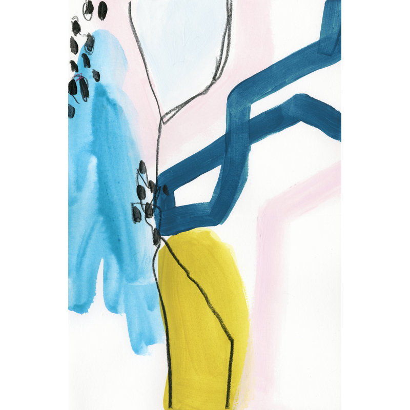 Pattern Mingle II by June Erica Vess - Painting on Canvas, 46cm H x 30cm W, Black Floater Framed