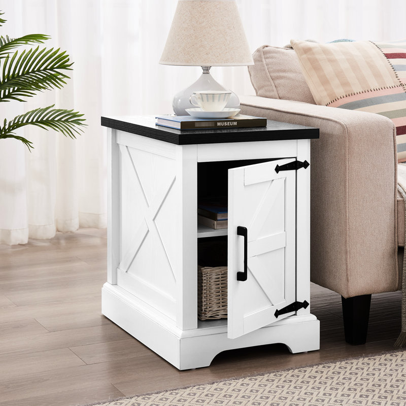 Table de salon blanche, tablette réglable, table de bout rustique pour la chambre à coucher et tablette décorative