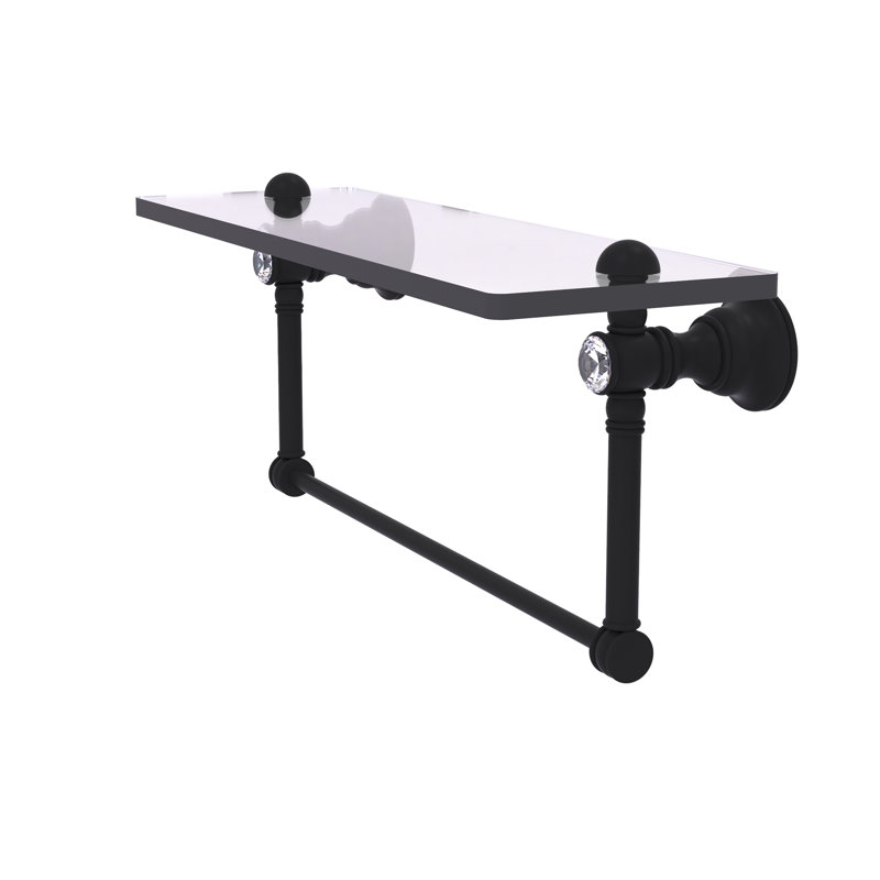 Tablette avec porte-serviettes Freyja, Noir mat, H 5,54 po x l 16 po x P 7 po