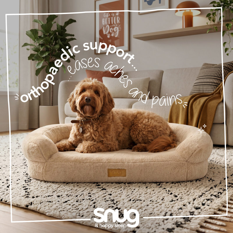 Snug Comfy Orthopaedic Pet Bed, L 89 x 63 x 16 cm, Natural