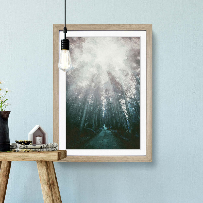 Down the Forest Path in Abstract - Picture Frame Painting Print, Oak Framed, 65cm H x 48cm W x 2cm D