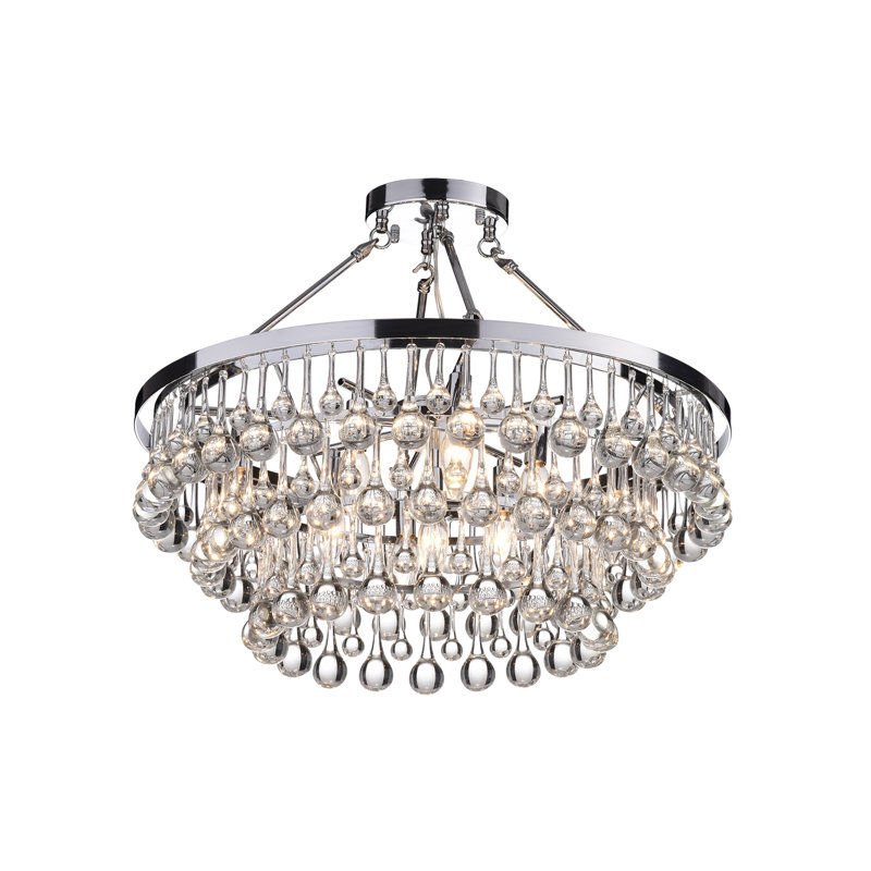 Mraz Glass Semi Flush Mount, Chrome