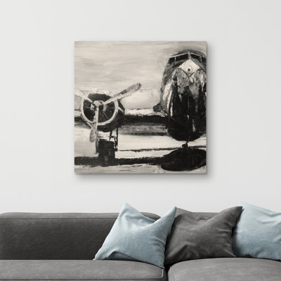 Sepia airplane - 32"x32" art on canvas