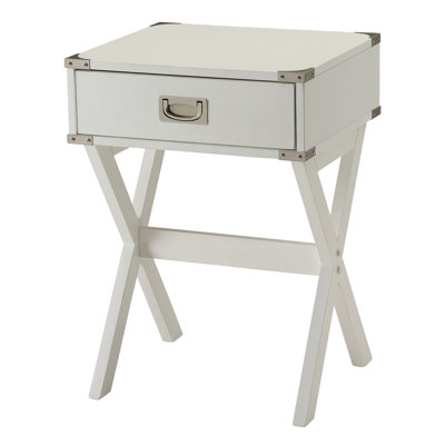 White 1-Drawer End Table