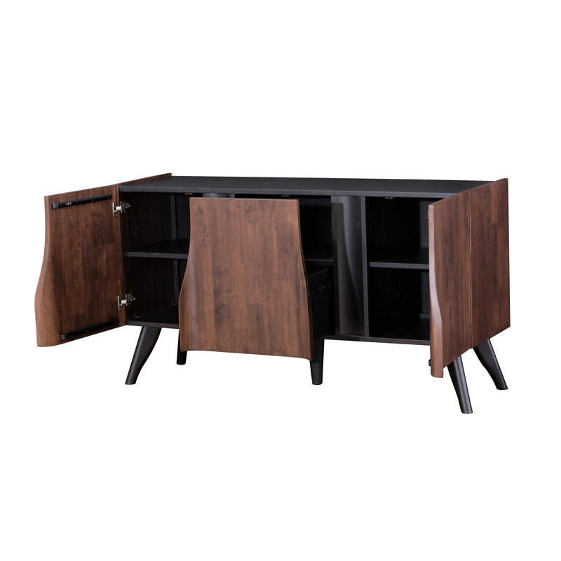 Desserte en bois massif fait à la main Rozella, H 33,5 po x l 62 po x P 19,3 po