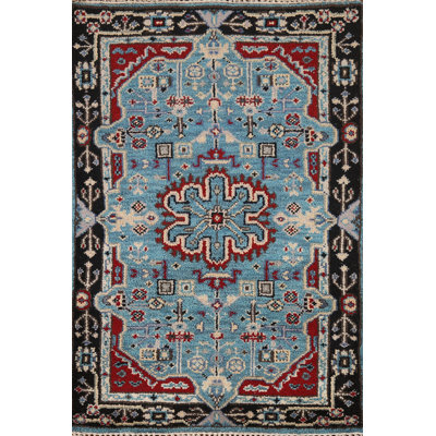 Tapis décoratif bleu traditionnel indien 3 x 5