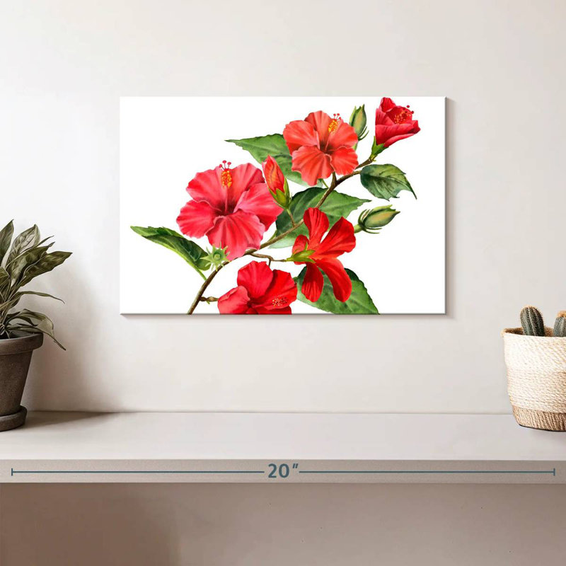 Branche de fleur d'hibiscus, H 8 po x l 12 po