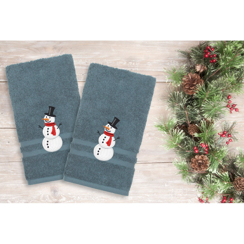 Snowman Turkish Cotton Hand Towel, Denzi Blue