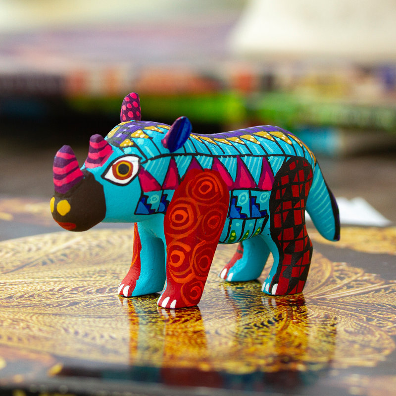 Kuehnel aigue-marine rhinocéros Alebrije
