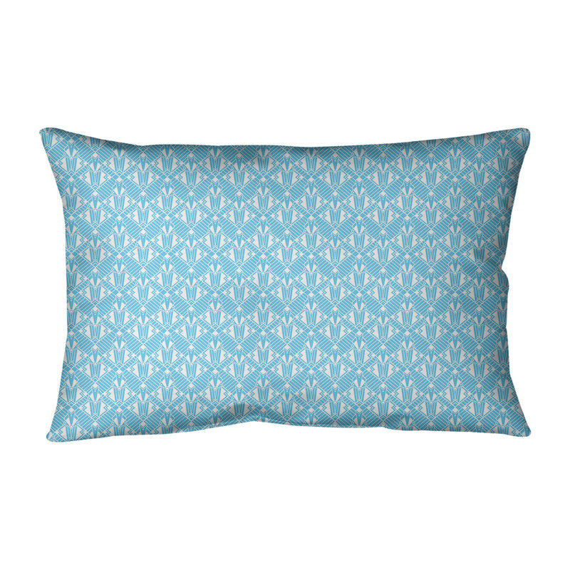 Coussin lombaire art déco Katelyn Elizabeth, Bourre en polyester, Bleu sarcelle