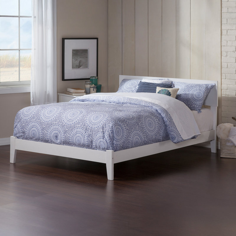 Orlando Low Profile Solid Wood Platform Bed, King, White