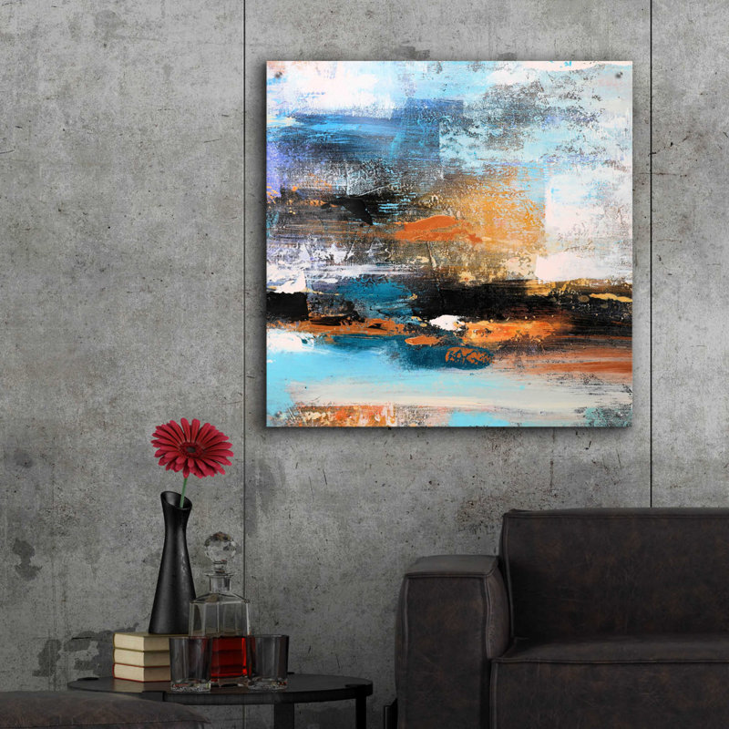 «Warm Sunset» par - Peinture sans cadre, H 36 po x l 36 po x P 0,2 po