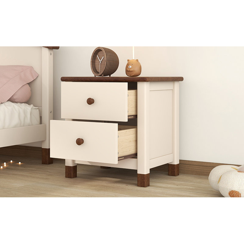 Children's Wooden End Table With Storage, Brown/Cream