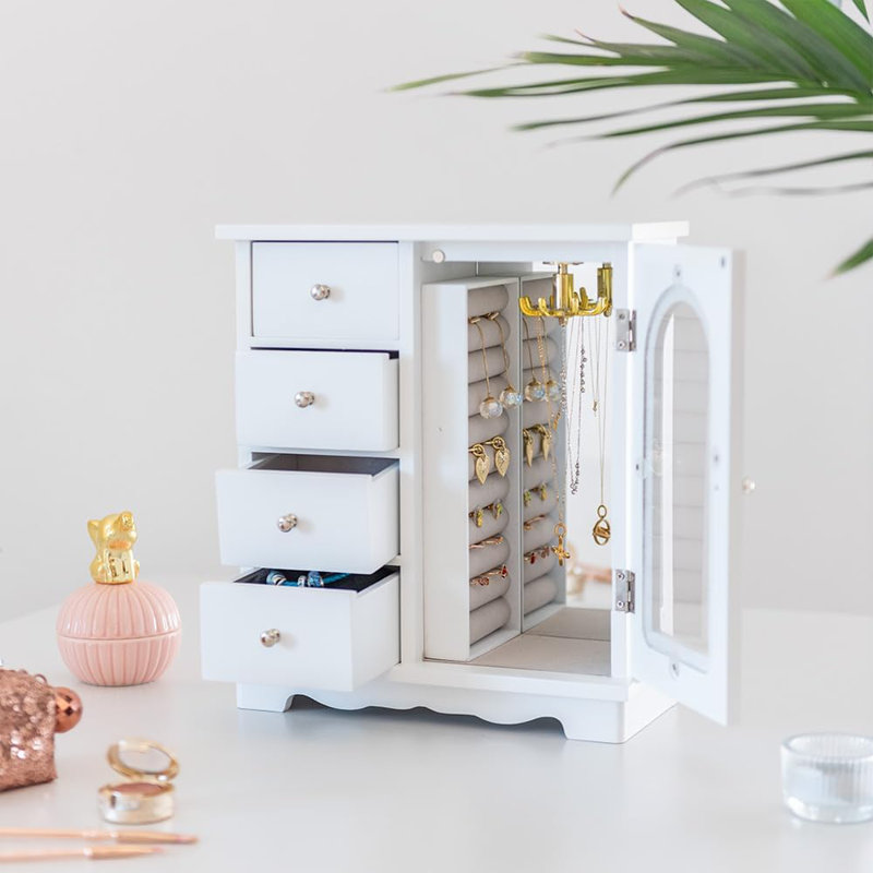 Boîte de rangement pour bijoux blanche