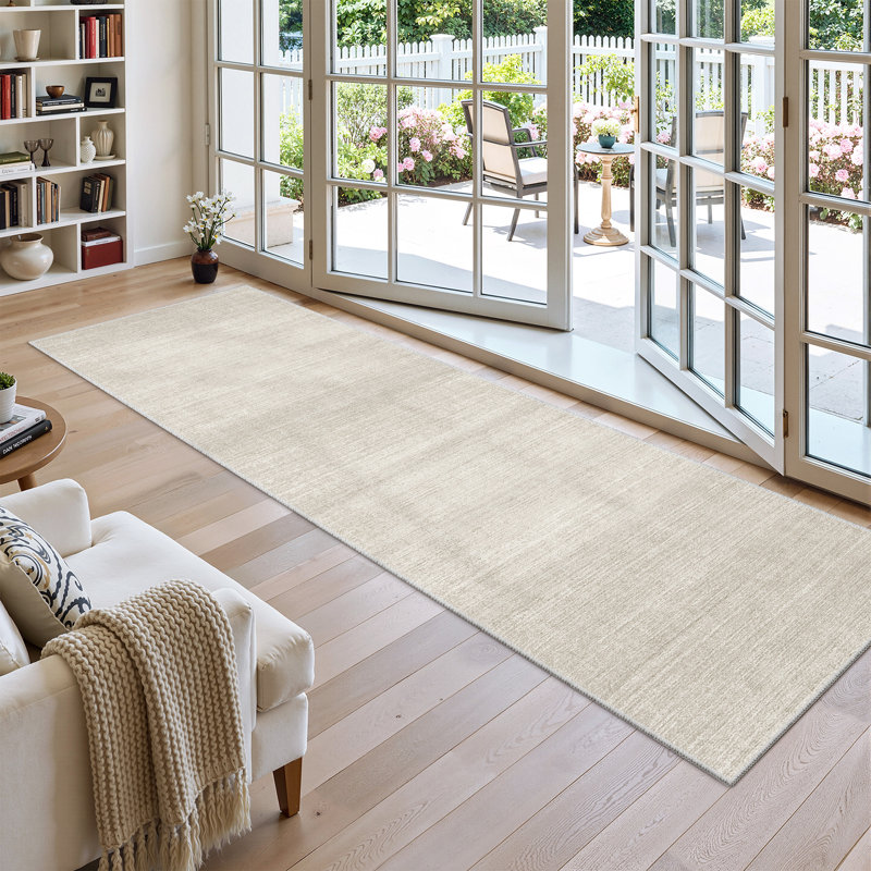 Tapis lavable à rayures rétro antidérapant (beige), Tapis de couloir 2 pi x 8 pi, Beige