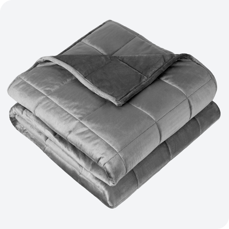 Grey 15 lb Minky Fleece Weighted Blanket for Queen Bed
