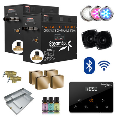Black Series 21KW Steam Bath Generator With Advanced Touch Screen, BLUETOOTH WIFI Control, And Auto Drain In Gold