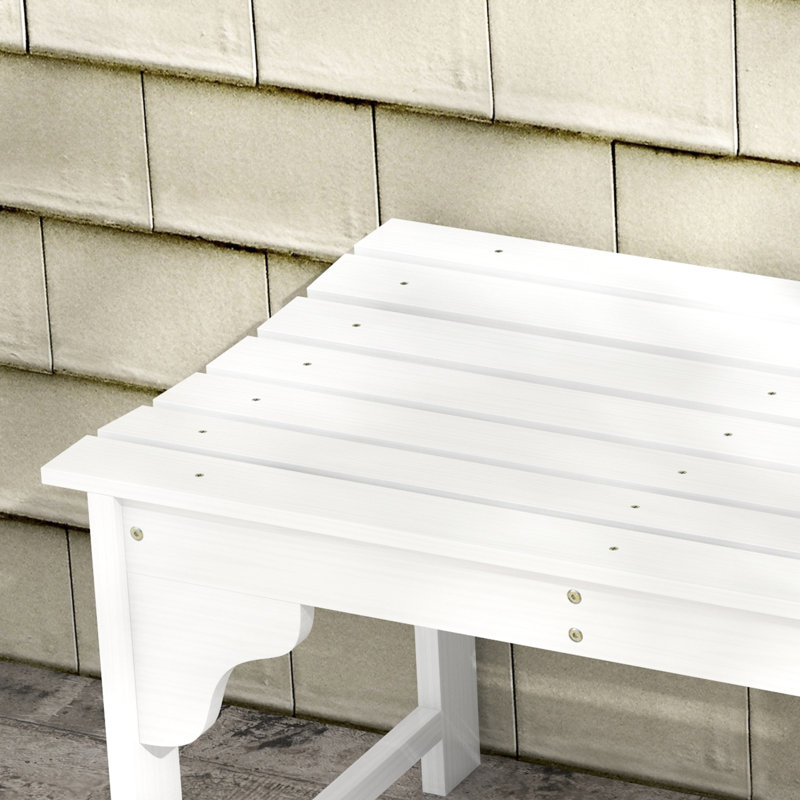 Banc de jardin en bois blanc avec siège à lattes pour piscine et chaises d'extérieur Structure en acier thermolaqué, 264 lb Soutien