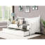 Lit de jour simple blanc de style transitionnel, détails de moulures, conception d'affiche avec fleurons, structure en bois massif, installation pour matelas pour dormir dans de petites pièces et bois d'ingénierie,