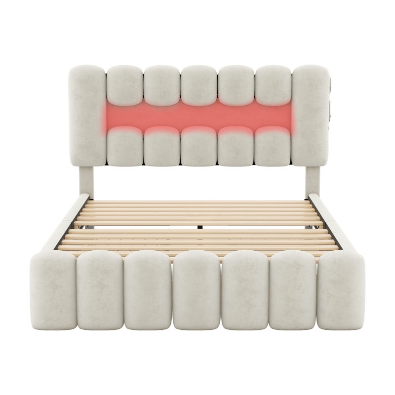 Cedricka Upholstered Storage Bed, Beige
