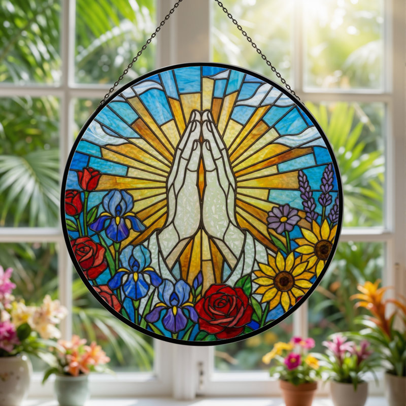 Panneau de vitrail en verre coloré 7,8 po, H 7,8 po x l 7,8 po