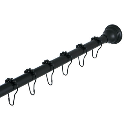 Edenscape 72" Adjustable Straight Tension Shower Curtain Rod & Hook Set