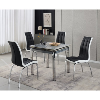 Piccolo Grey Sintered Stone Dining Table + 4  Vienna Chairs Grey