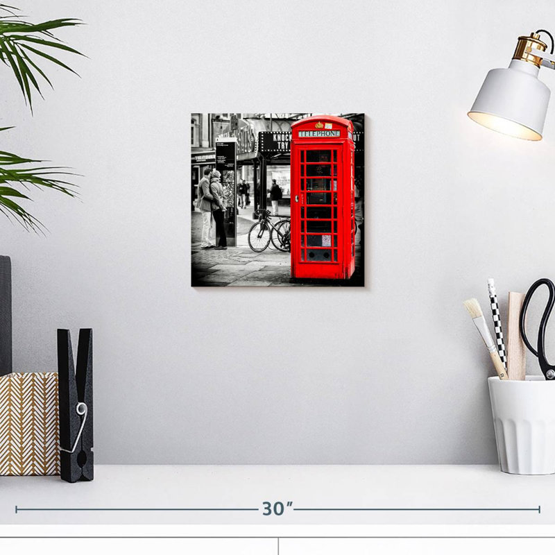 Cabine téléphonique rouge Sireci, H 10 po x l 10 po