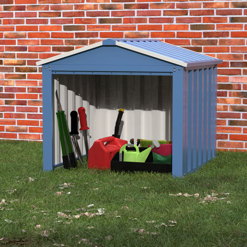 3 ft. W x 3 ft. D Galvanized Steel Garbage Shed, Used for Outdoor Small Tools Storage, Blue